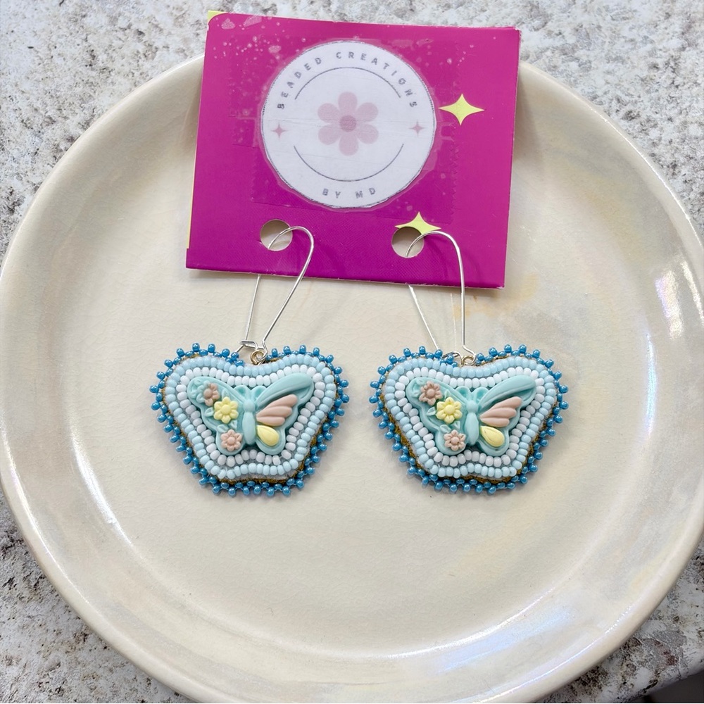 Handmade Beaded Butterfly Earrings